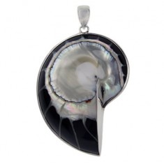 Black Shell Pendant, Sterling Silver